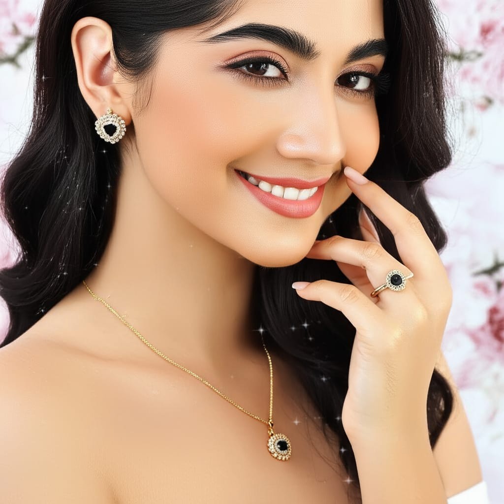 Heart Design Zircon Locket combo Set