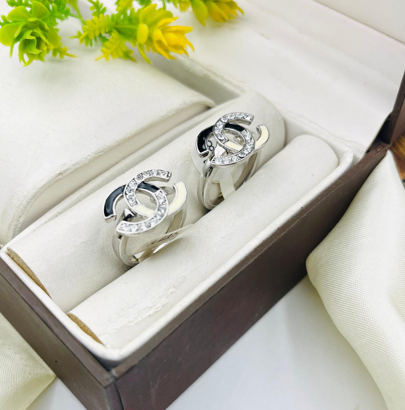 Silver Zircon Channel Brand Rings