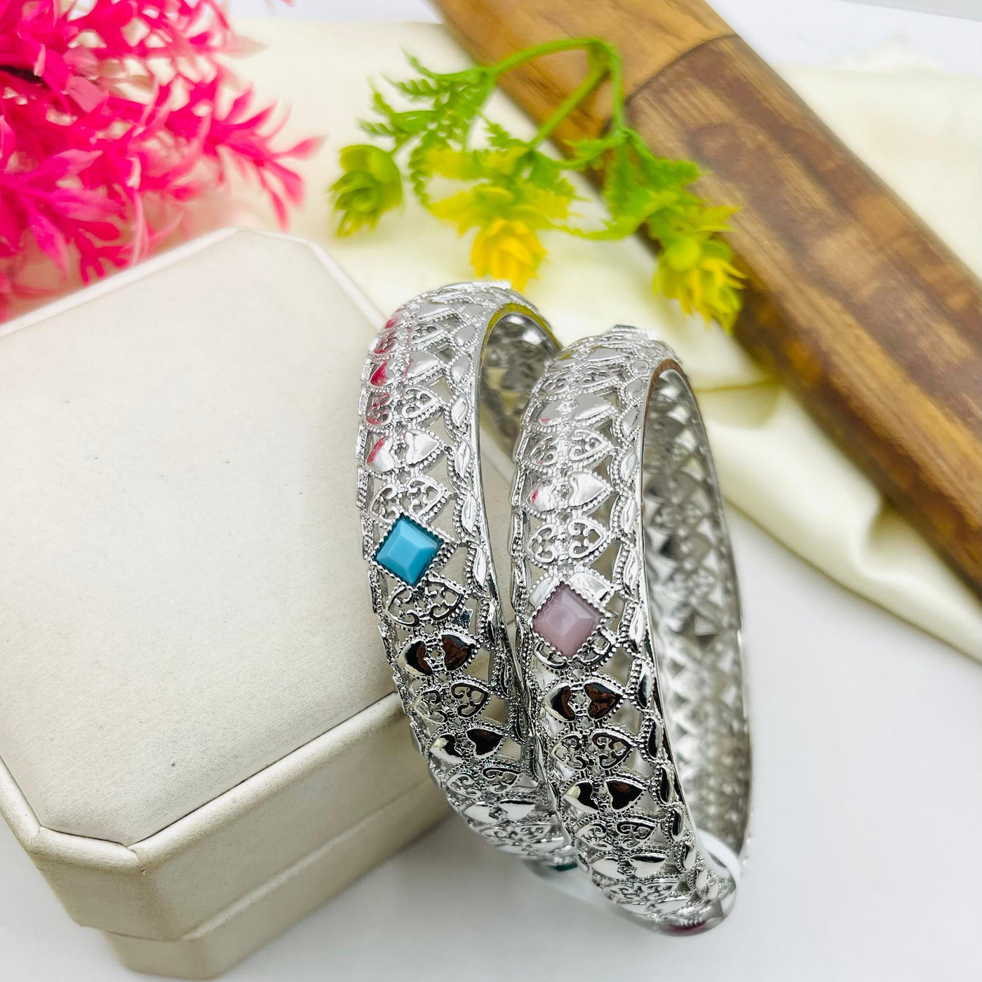 Silver Plated Multi Zircon Bangles