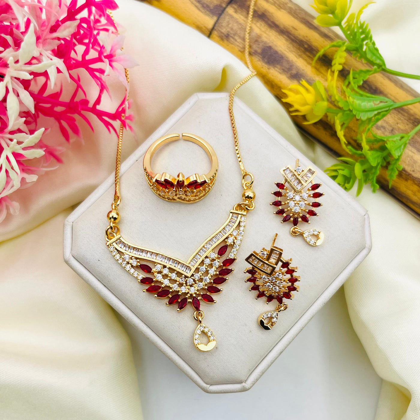 Gold Plated Zircon Necklace Set