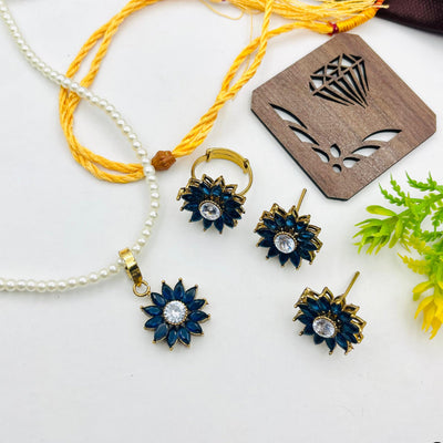 Flower style Egyption  Antique Polish Locket Combo Set