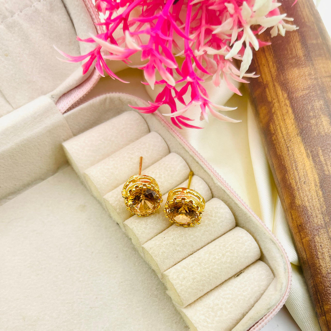 Gold Plated Zircon Stone Studs Earring
