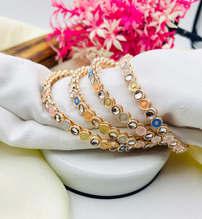 Gold Plated 4 Peice Zircon Multi Bangles