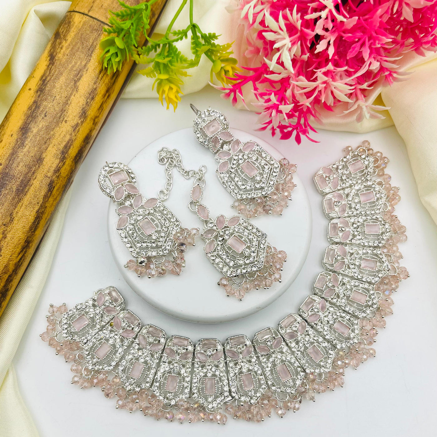 Gajra Style Zircon Bridal Set