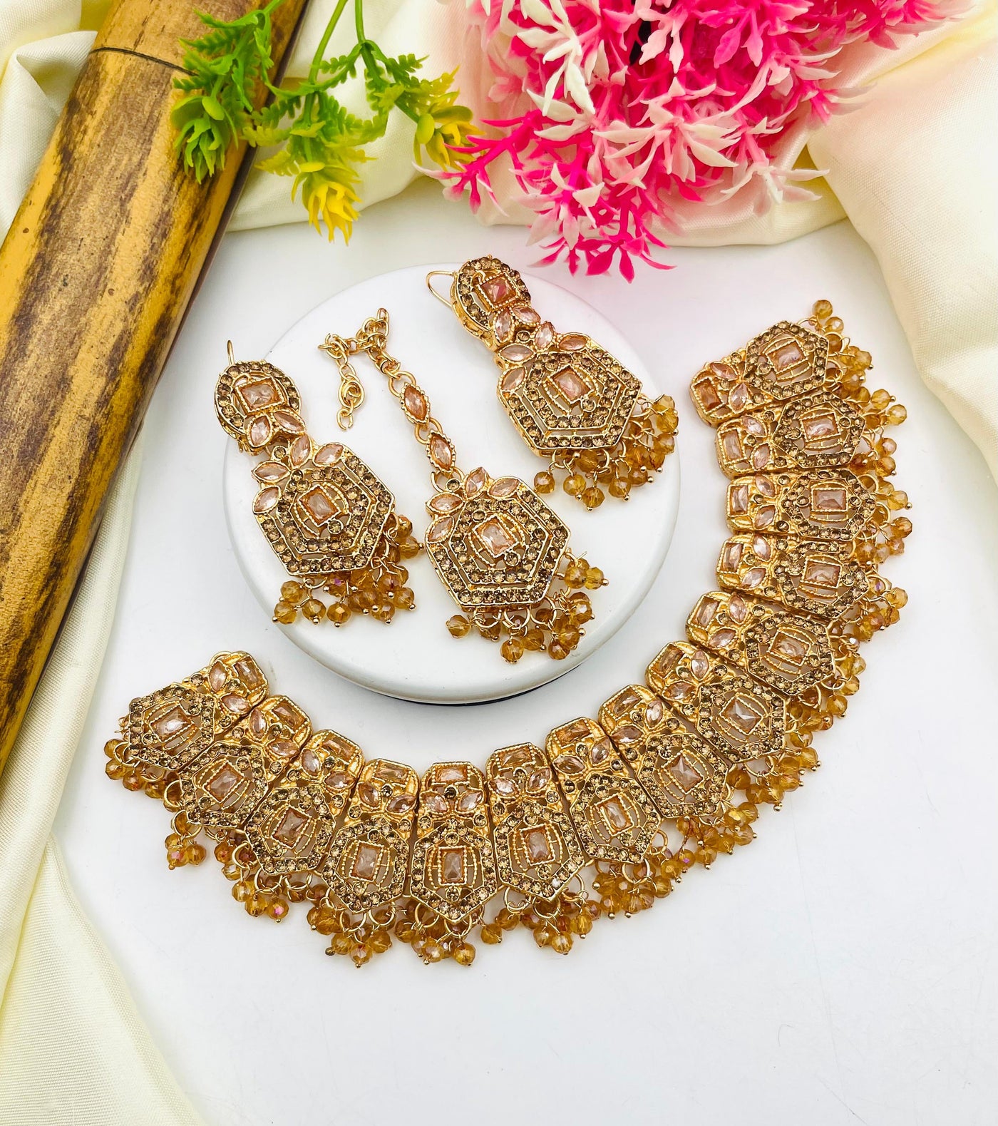 Gajra Style Zircon Bridal Set