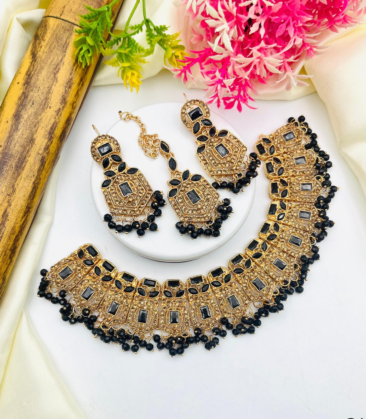 Gajra Style Zircon Bridal Set