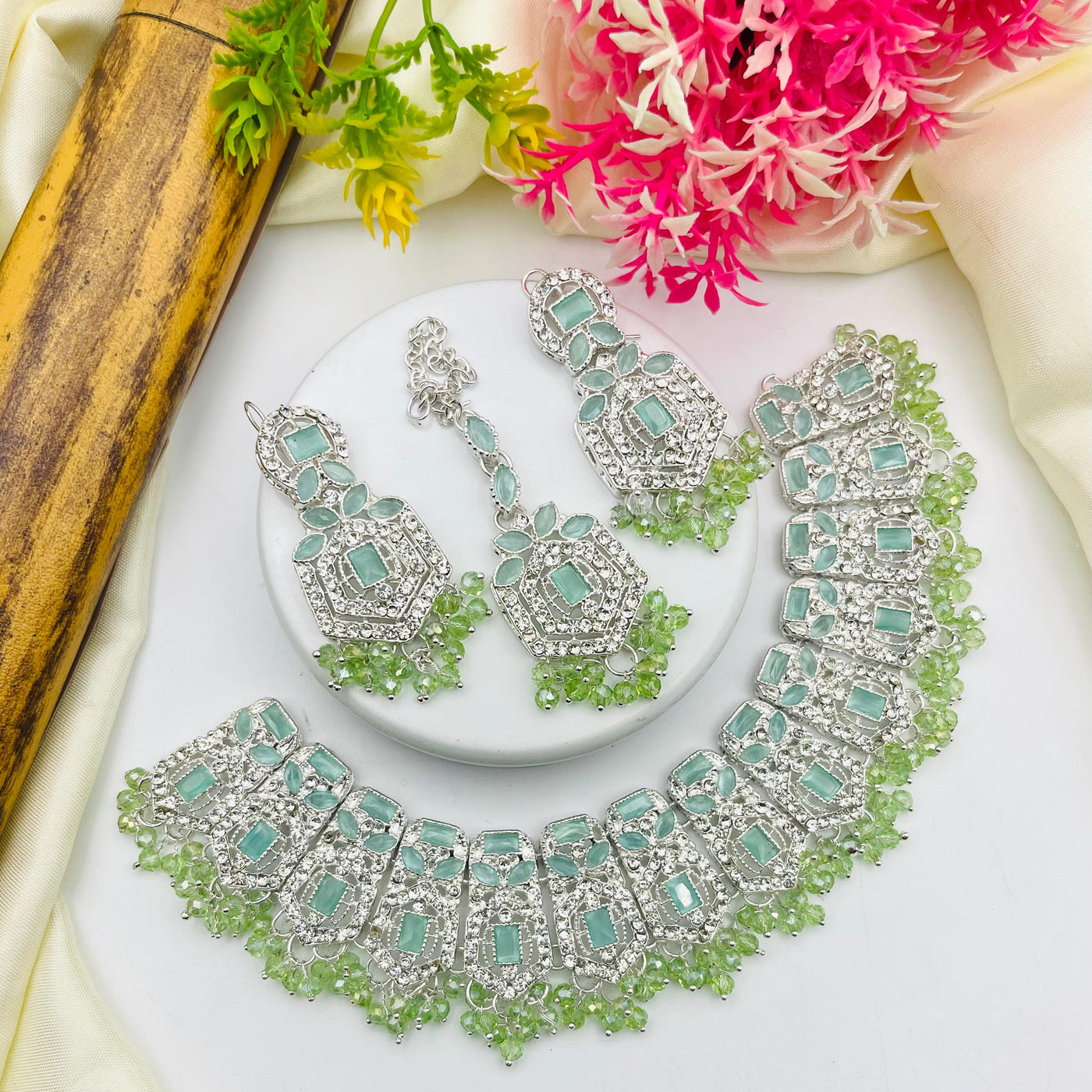 Gajra Style Zircon Bridal Set