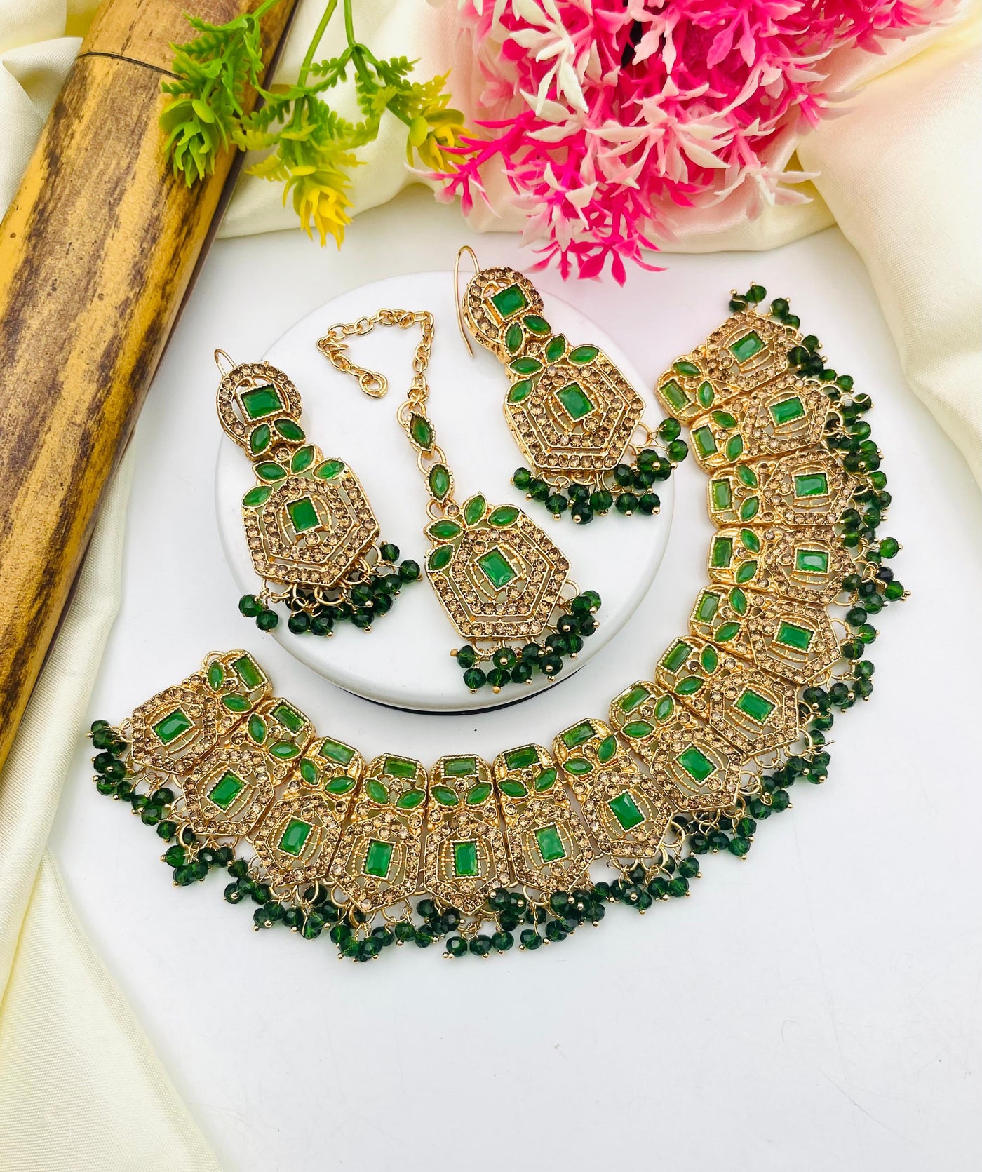 Gajra Style Zircon Bridal Set
