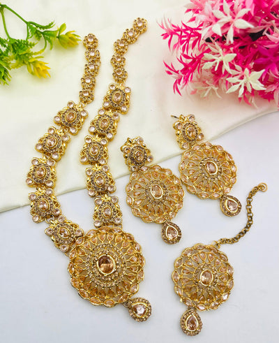 Gold Plated Zircon Mala Bridal set