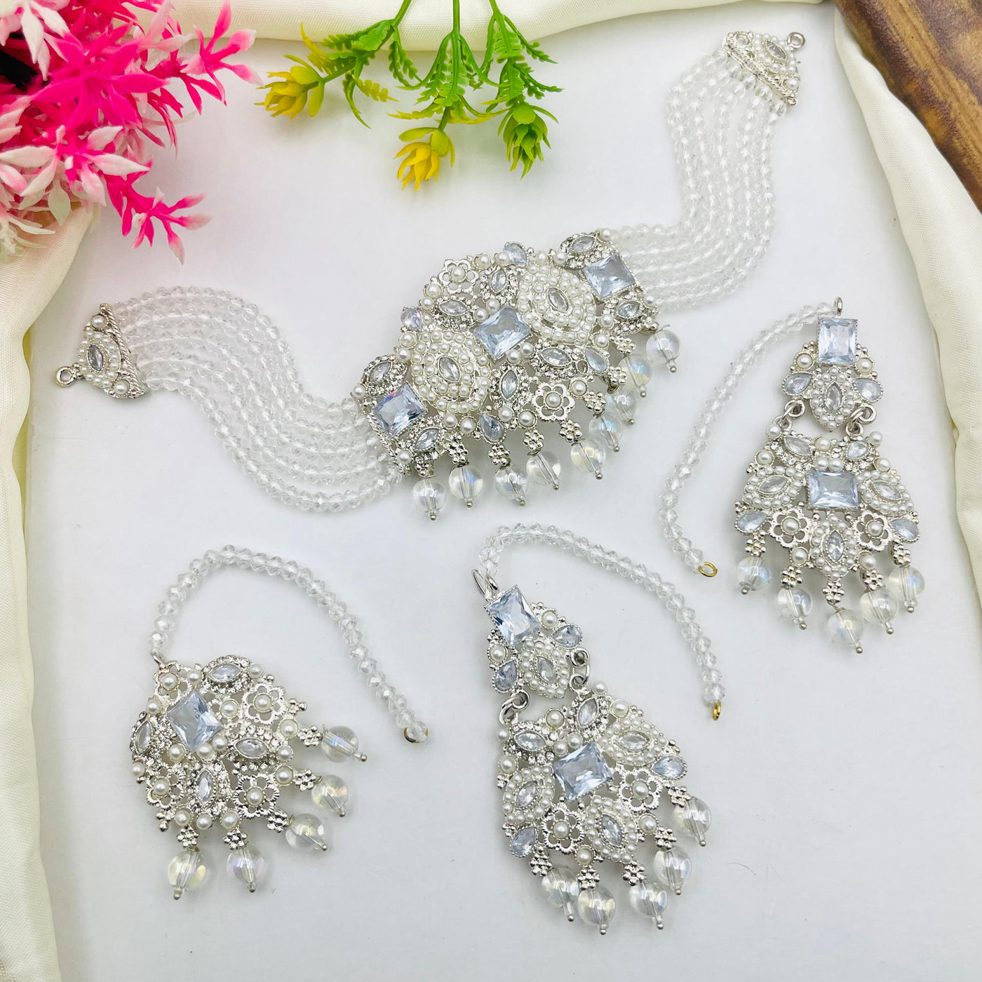 Rajwari Style Zircon Work Bridal Set