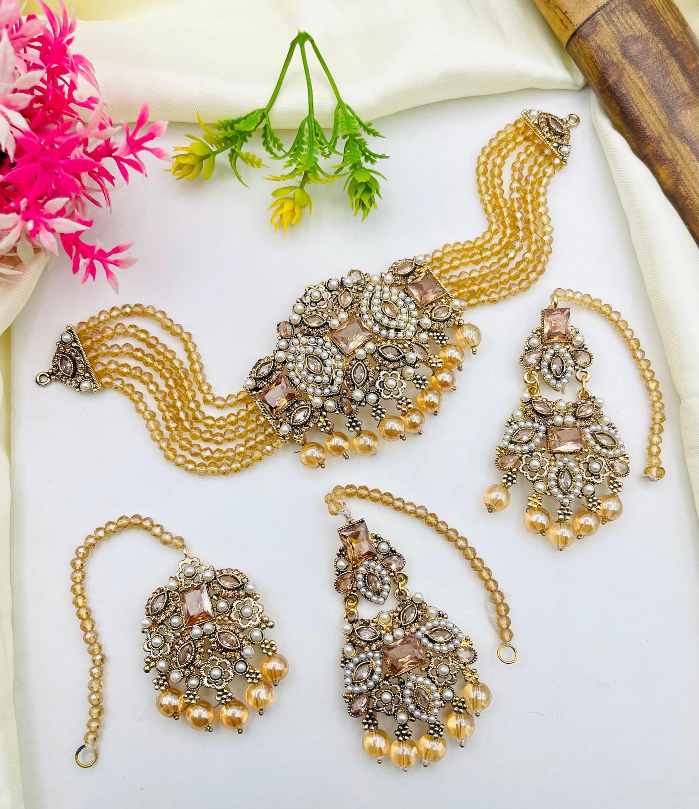 Rajwari Style Zircon Bridal Set