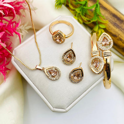 Gold-plated zircon  Locket Combo set