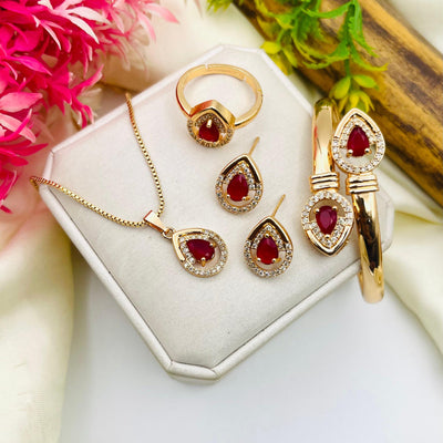 Gold-plated zircon  Locket Combo set