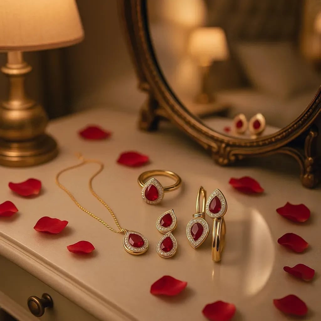 Gold-plated zircon  Locket Combo set